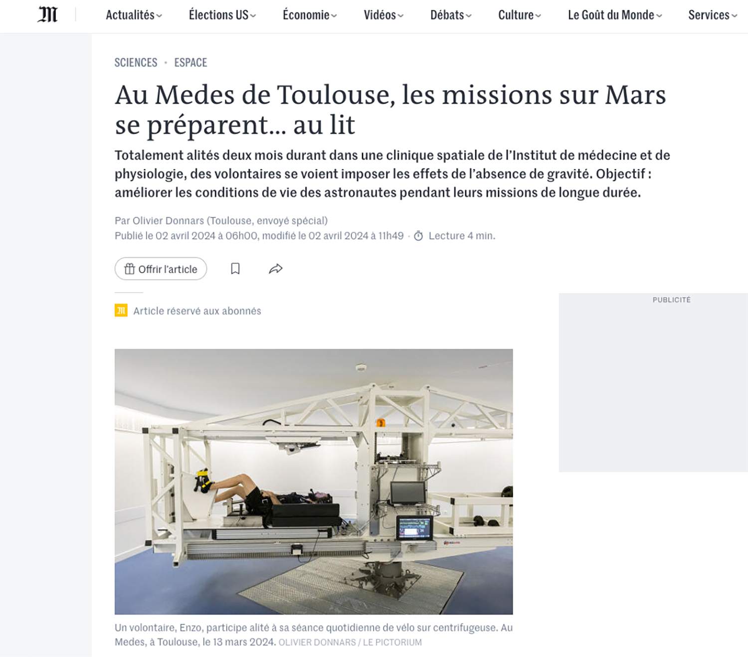 Au Medes de Toulouse, les missions sur Mars se préparent.. au lit